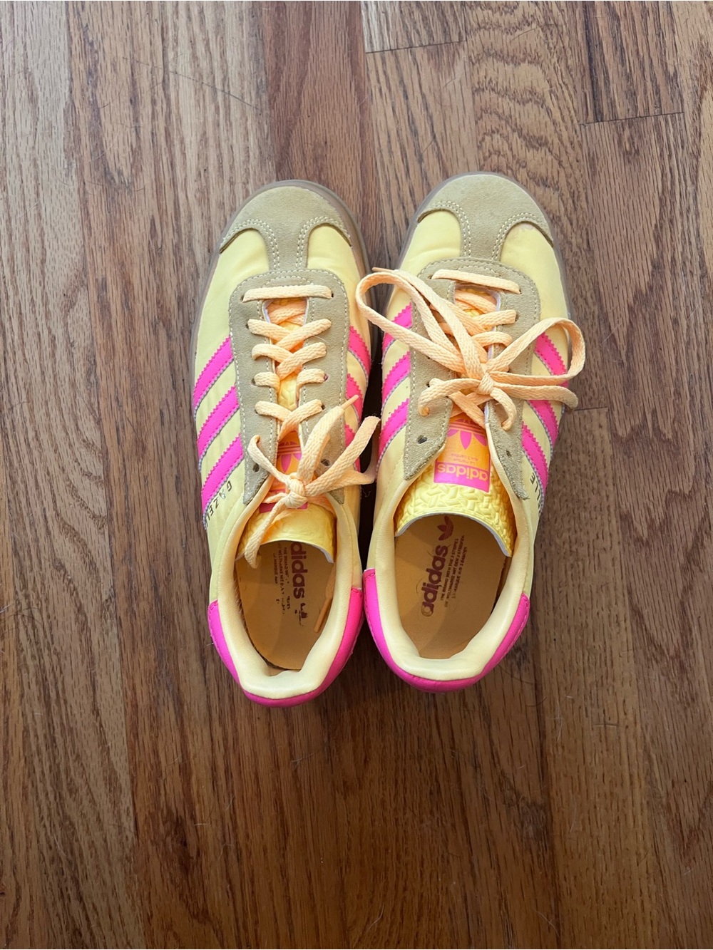 adidas Yellow and Pink Classic Low-Top Sneakers